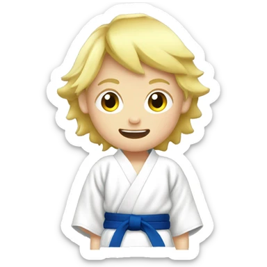 Blond boy kid judo with kimono sticker