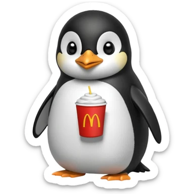pinguino che mangia McDonald's  sticker