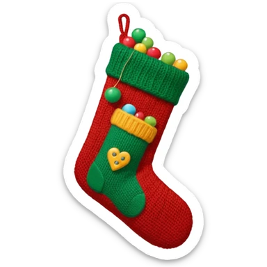 A cozy old-timey Christmas stocking full of vintage toys and candy sticker