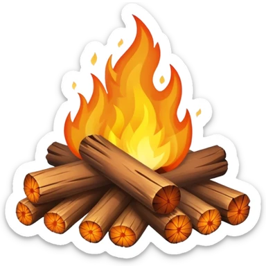 warm glowing campfire with logs and flames sticker