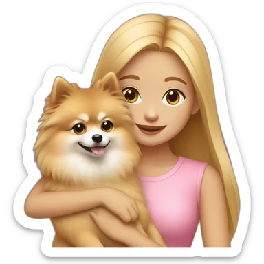light-skinned-girl-petting-pomeranian sticker