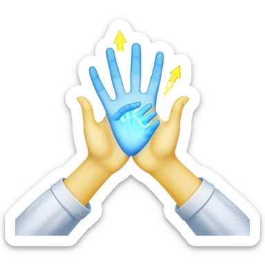 a normal hand being held by 2 hands, a glowing blue hand and a glowing yellow hand souls... hope and comfort from the past and futur sticker