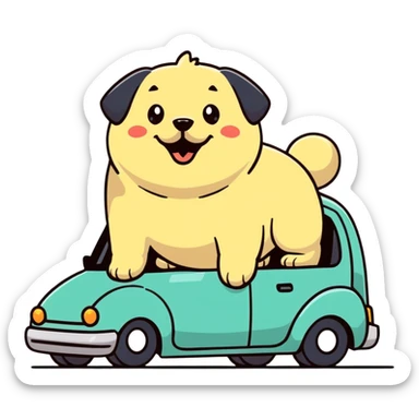 Lil guy got a lil too big to fit on the front seat  sticker