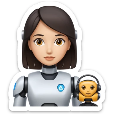 female AI robotics engineer with dark hair, and autonomous car robot  sticker