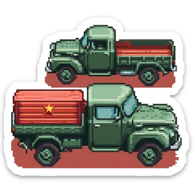 ZIL 130 Soviet truck with green cabin and flatbed, vintage Russian truck from 1960s sticker