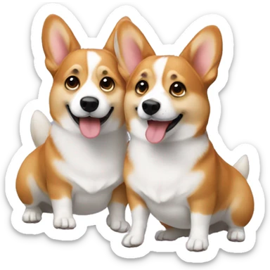 Two hanging corgies  sticker