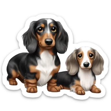 Twitter Tri Merle long haired Dachshunds together sticker