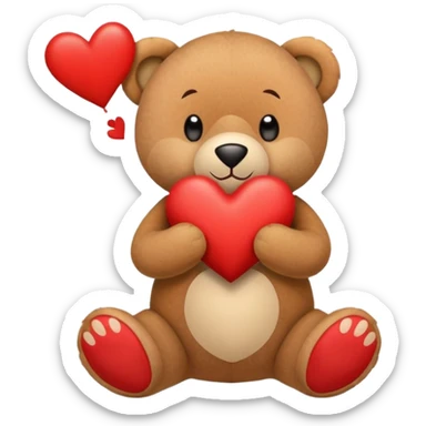 Oso con un corazón que diga te amo sticker