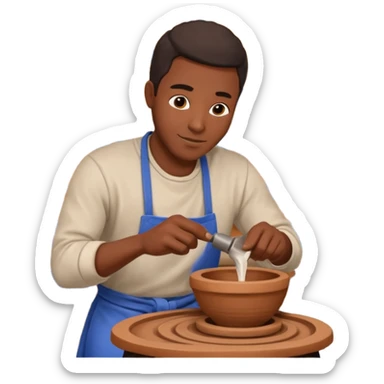 Pottery Wheel Artist black man  sticker
