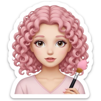longer curly hair, and pretty withe makeup on giving clean girl vibes sticker