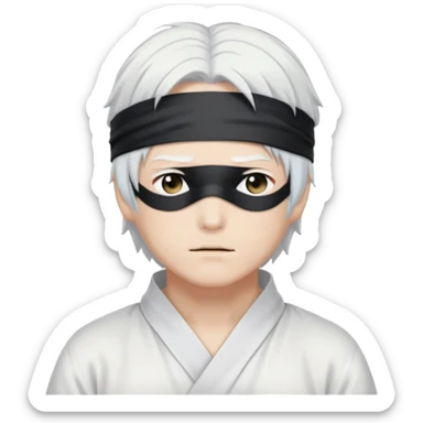 Satoru Gojo anime character with white hair and blindfold sticker