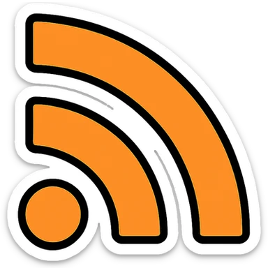 orange RSS feed icon, modern, simple, easily recognizable, suitable for app or website sticker
