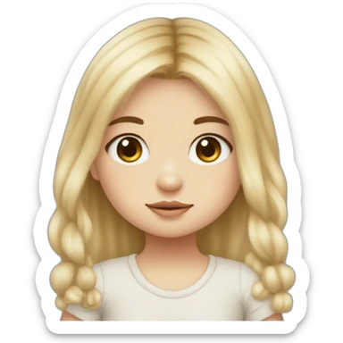 bébé fille blonde décoiffée aux yeux bleus avec une peluche Totoro  sticker