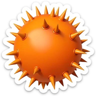Orange toy ball with thorns sticker