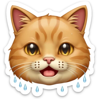 cat crying sobbing face sticker