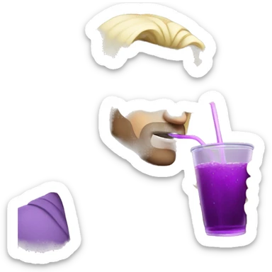 cool loner blonde long haird dude sipping a purple drink sticker