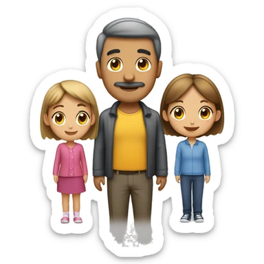 Familia 2 niñas 1 padre y 1 madre sticker