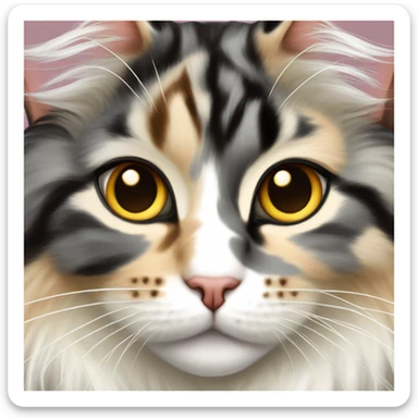 Maine coon dilute Calico half face color sticker