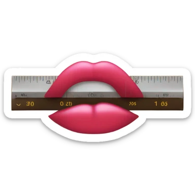 a metric ruler with a kiss lipstick mark on it sticker