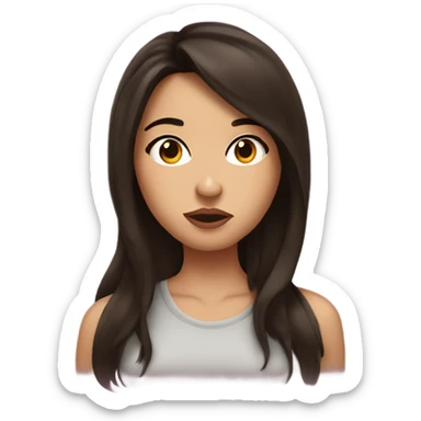 brunette girl making a kissy face sticker