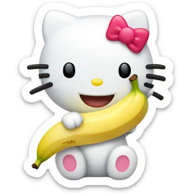hello kitty eating a banana sticker