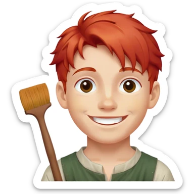 smiling painter boy 14th century with red hair  sticker