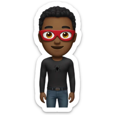 A black with a spider man disguise sticker