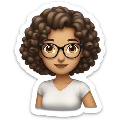 brunette girl with glasses and curly hair with text "approved" sticker