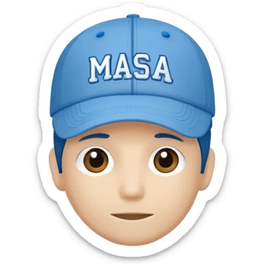 Blue cap with the lettering MASA sticker