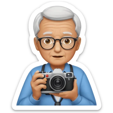 cameraman hold a camera, elderly sticker