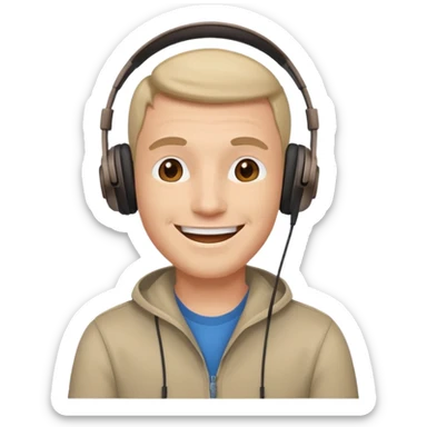 Happy man with headphones . make this pic sticker