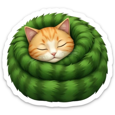 Curled Sleeping Cat green sticker