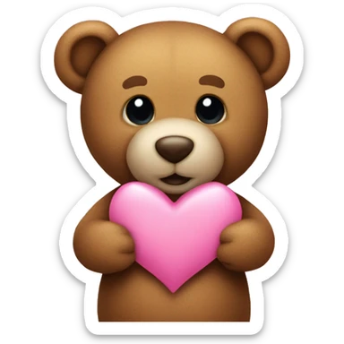 Teddy bear holding a pink heart  sticker
