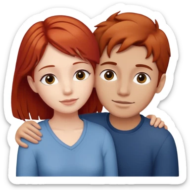 Red haired girl with brown hair boy romance sticker
