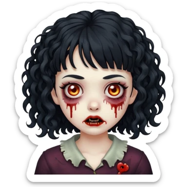 Faça uma garota zumbi, com cabelos cacheados & uma franja. sticker