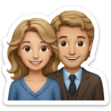 Married couple male dirty blonde hair and female brown wavy hair sticker