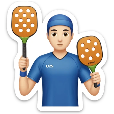 Person with pickle ball paddles sticker