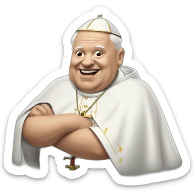 a fat and old pope wearing a metallica t-shirt sticker