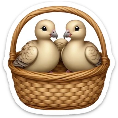 wicker basket with live turtledoves sticker