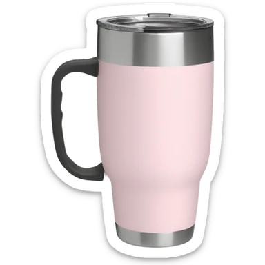 Light pink 40oz Stanley tumbler with handle sticker