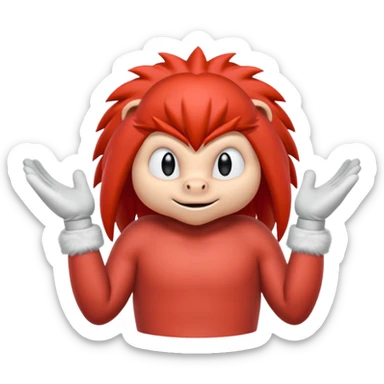 Sonic the hedgehogs friend knuckles a red animal with peach arms and white gloves sticker