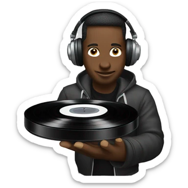 Dj with vinyl disr on right hand sticker