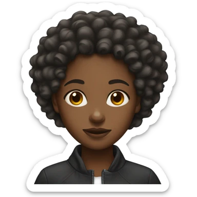 black girl with curly hair face forward sticker