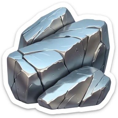 Cinematic Realistic Nickel Ore, Bright and shiny, with a rough, metallic surface reflecting light in soft, gleaming waves. The metal has a subtle luster and is both sturdy and raw in its form. Soft glowing outline, capturing the essence of durability and modern elegance in raw nickel ore. sticker