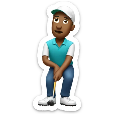 Golfer smoking cigarette while playing golf sticker