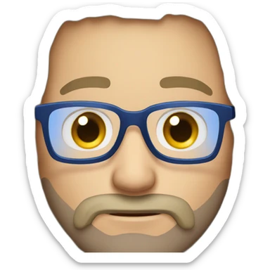 man with brown hair blue eyes beard and glasses and scally sticker