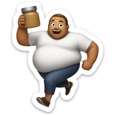 A fat guy running out of gravy sticker