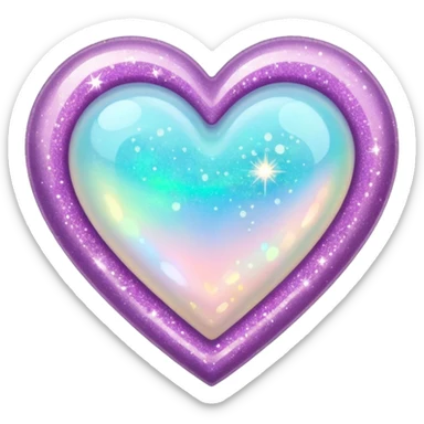 Opal heart with glitter sticker