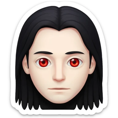 Мужчина с черными длинными волосами, и красными глазами  sticker