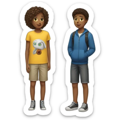 Deux adolescents de 14 ans qui centre accroche sticker